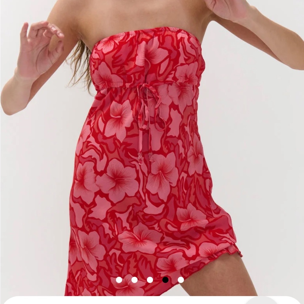Ghanda floral red mini dress luau mini